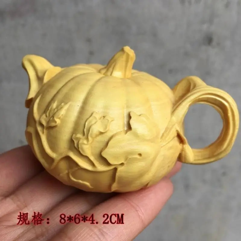 Thuja-Boxwood Handle Pot, Wood Carving Pendant, Mahogany Teapot, Hand Play Piece, Solid Ornaments, Wenwan, Happy Eyebrows