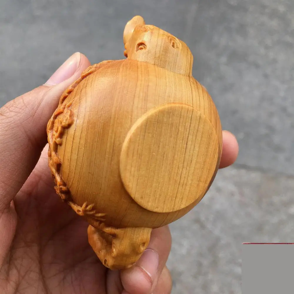 Thuja-Boxwood Handle Pot, Wood Carving Pendant, Mahogany Teapot, Hand Play Piece, Solid Ornaments, Wenwan, Happy Eyebrows