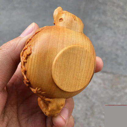 Thuja-Boxwood Handle Pot, Wood Carving Pendant, Mahogany Teapot, Hand Play Piece, Solid Ornaments, Wenwan, Happy Eyebrows