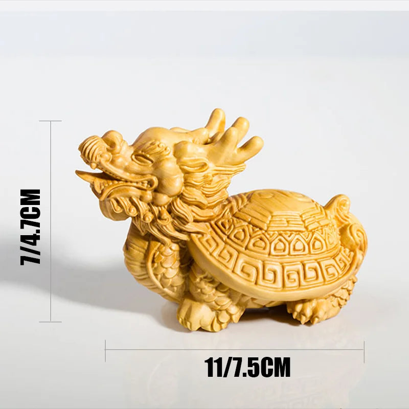 Thuja Wood/Boxwood 11cm Dragon Turtle Car Hanging Myth Animal Sclputure Real Traditional Chinese Mascot Woood Statue