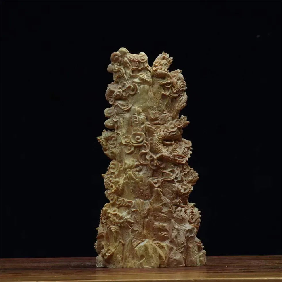 Thuja Wood/Boxwood 20cm Nine Dragons Guanyin Buddha Real Wood Traditional Chinese Scuplture Figure Statue Collection