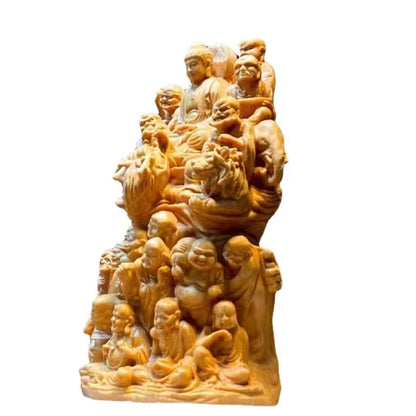Thuja Wood Carving Eighteen Arhat Buddha Decor Tathagata Living Room Character Home Furnishings Sculptures
