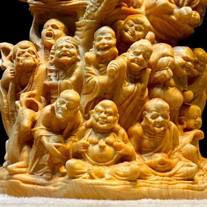 Thuja Wood Carving Eighteen Arhat Buddha Decor Tathagata Living Room Character Home Furnishings  Sculptures