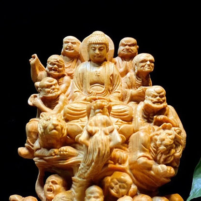 Thuja Wood Carving Eighteen Arhat Buddha Decor Tathagata Living Room Character Home Furnishings Sculptures