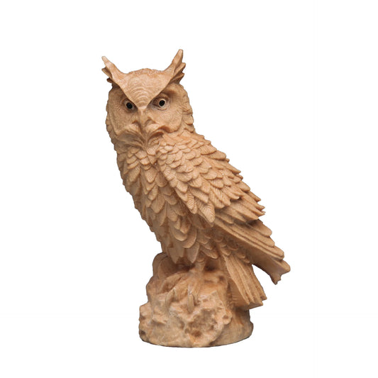 Thuja Wood Carving Owl, Small Ornaments, Living Room Decoration, Chinese Solid Craft Gift, Home Creative Statues Sculptures