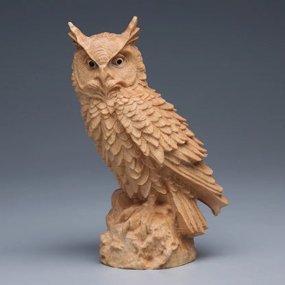 Thuja Wood Carving Owl, Small Ornaments, Living Room Decoration, Chinese Solid Craft Gift, Home Creative Statues Sculptures