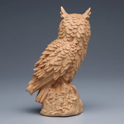 Thuja Wood Carving Owl, Small Ornaments, Living Room Decoration, Chinese Solid Craft Gift, Home Creative Statues Sculptures