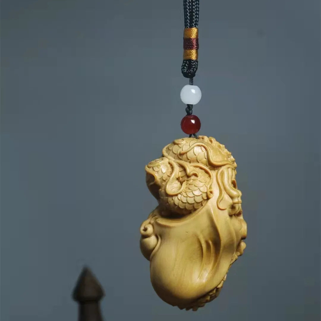 Thuja wood Carving Shenlong pendant  Wooden hand-carved Chinese mascot Backpack Keychain Car Decoration Pendant special offer