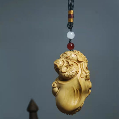 Thuja wood Carving Shenlong pendant  Wooden hand-carved Chinese mascot Backpack Keychain Car Decoration Pendant special offer