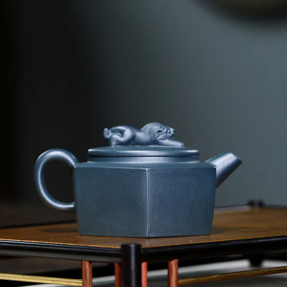 Tianqing-Six-Party Lion Purple Clay Teapot, Zisha Teapot, Yixing Handmade Pot, Kung-Fu Teaware, Purple Clay Drinkware for Puer