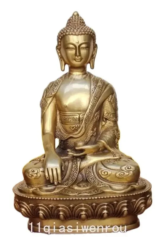 Tibet Buddha Tibet Shakyamuni Perunggu Di Bagian Belakang Ukiran Naga Buddha Patung Kerajinan Logam