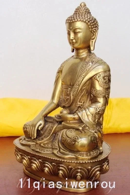 Tibet Buddha Tibet Shakyamuni Perunggu Di Bagian Belakang Ukiran Naga Buddha Patung Kerajinan Logam