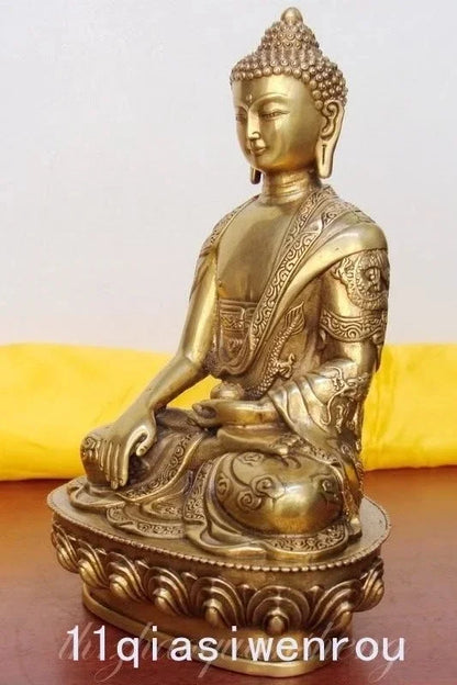 Tibet Buddha Tibet Shakyamuni Perunggu Di Bagian Belakang Ukiran Naga Buddha Patung Kerajinan Logam