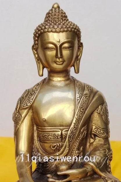 Tibet Buddha Tibet Shakyamuni Perunggu Di Bagian Belakang Ukiran Naga Buddha Patung Kerajinan Logam