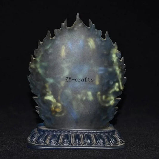 Tibet Buddhism Blue Liuli Glaze Glass Handmade Gild Buddha Buddha Statue