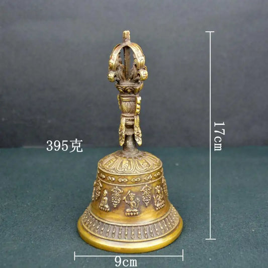 Tibet Buddhism Bronze Gilded Handwork Relief Buddha Statues Instrument Hand Bell Dharma Faqi Vajra Fa Ling Amulet Ornaments
