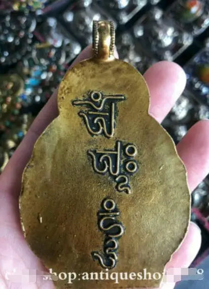 Tibet Buddhism Bronze Turquoise Silver Wenshu Manjushri Guan Yin Pendant Statue