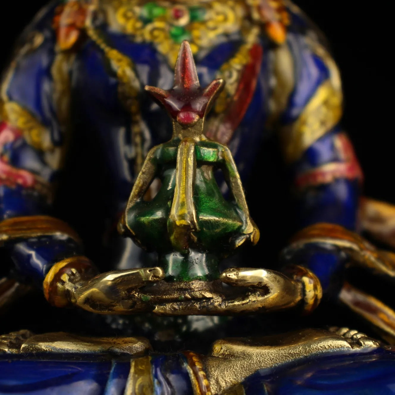 Tibet Buddhism Hand carving Cloisonne Brass Bodhisattva Manjusri Buddha Statue 21cm