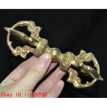 Tibet Buddhism temple bronze Gilt Dorje Vajra Dorje Phurpa Dagger Talisman faqi