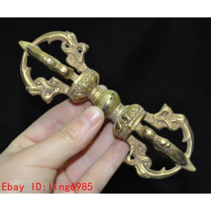 Tibet Buddhism temple bronze Gilt Dorje Vajra Dorje Phurpa Dagger Talisman faqi