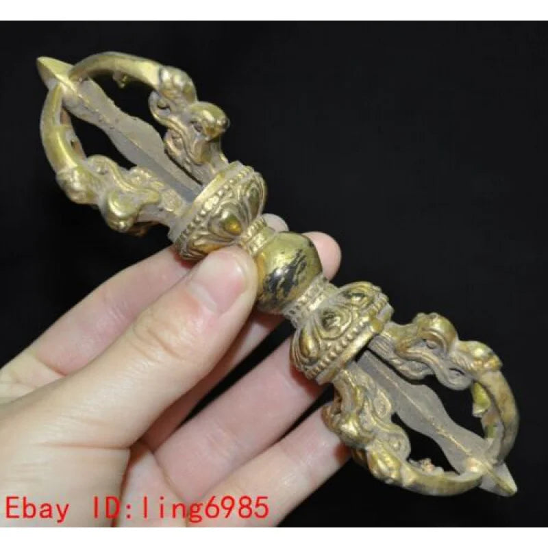 Tibet Buddhism temple bronze Gilt Dorje Vajra Dorje Phurpa Dagger Talisman faqi