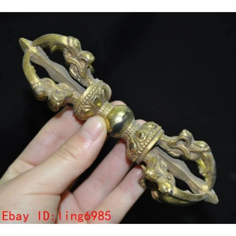 Tibet Buddhism temple bronze Gilt Dorje Vajra Dorje Phurpa Dagger Talisman faqi