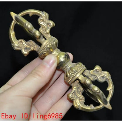 Tibet Buddhism temple bronze Gilt Dorje Vajra Dorje Phurpa Dagger Talisman faqi