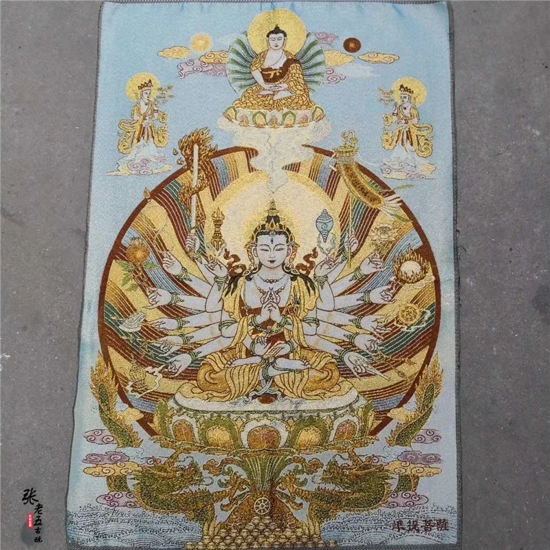 Tibet Nepal Thangka portrait brocade painting silk religion Thangka embroidery figure Qianshou Guanyin 8