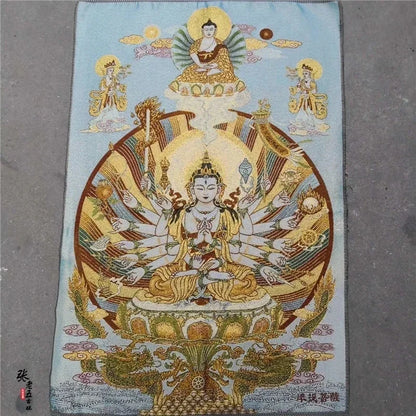 Tibet Nepal Thangka portrait brocade painting silk religion Thangka embroidery figure Qianshou Guanyin 8