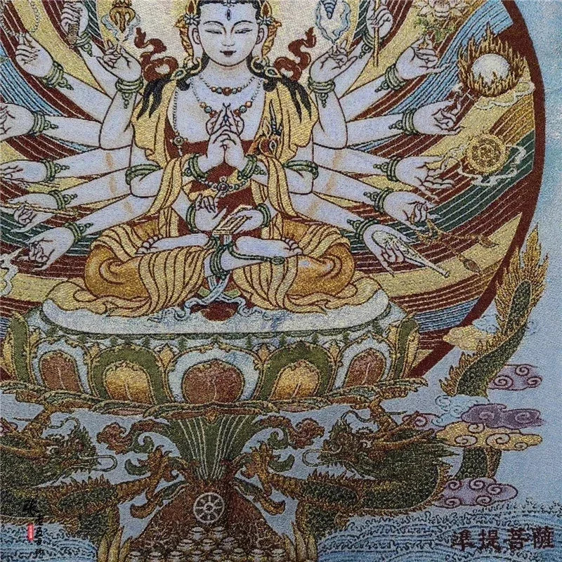 Tibet Nepal Thangka portrait brocade painting silk religion Thangka embroidery figure Qianshou Guanyin 8