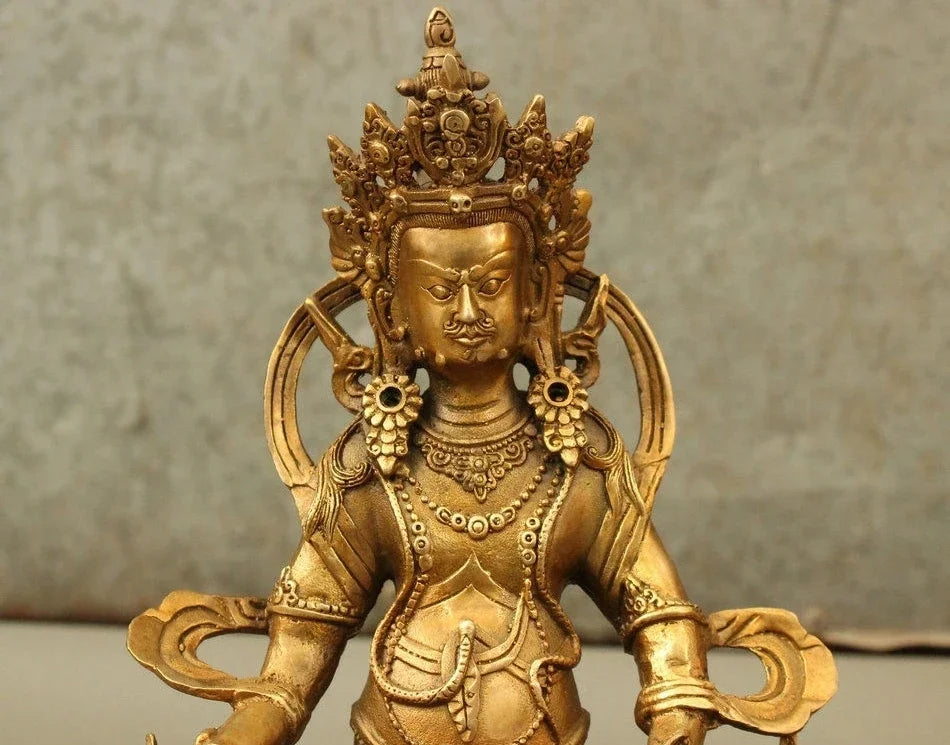 Tibet Perunggu Tibet Emas Tembaga Buddhisme Kuning Jambhala Buddha Patung Mouse