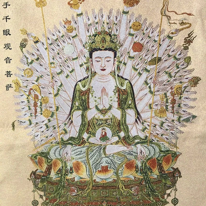 Tibet Thangka portrait brocade painting silk religion Thangka embroidery figure Qianshou Guanyin