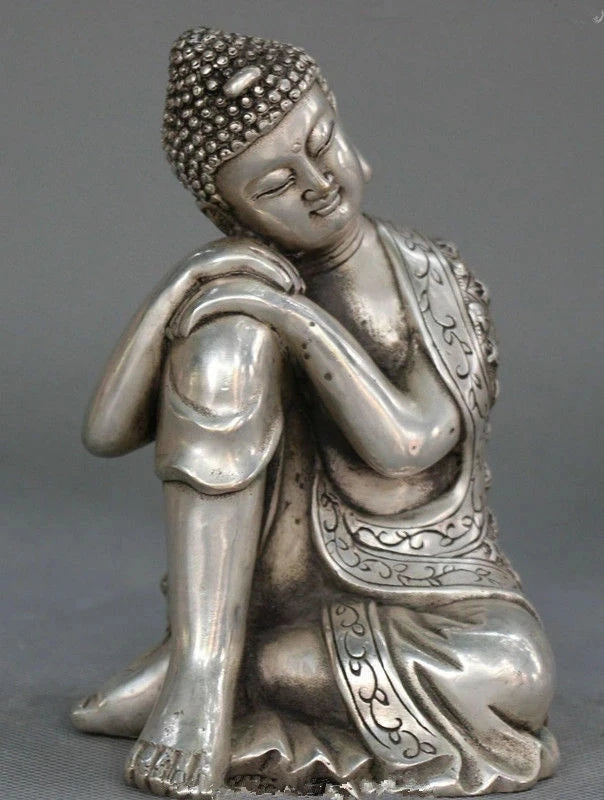Tibet Tibetan Buddhism Silver Seat Sleep Shakyamuni Sakyamuni Buddha Statue