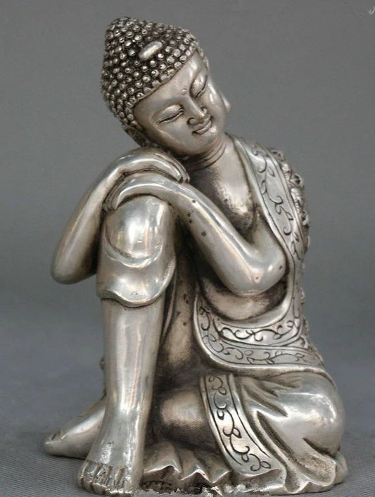Tibet Tibetan Buddhism Silver Seat Sleep Shakyamuni Sakyamuni Buddha Statue