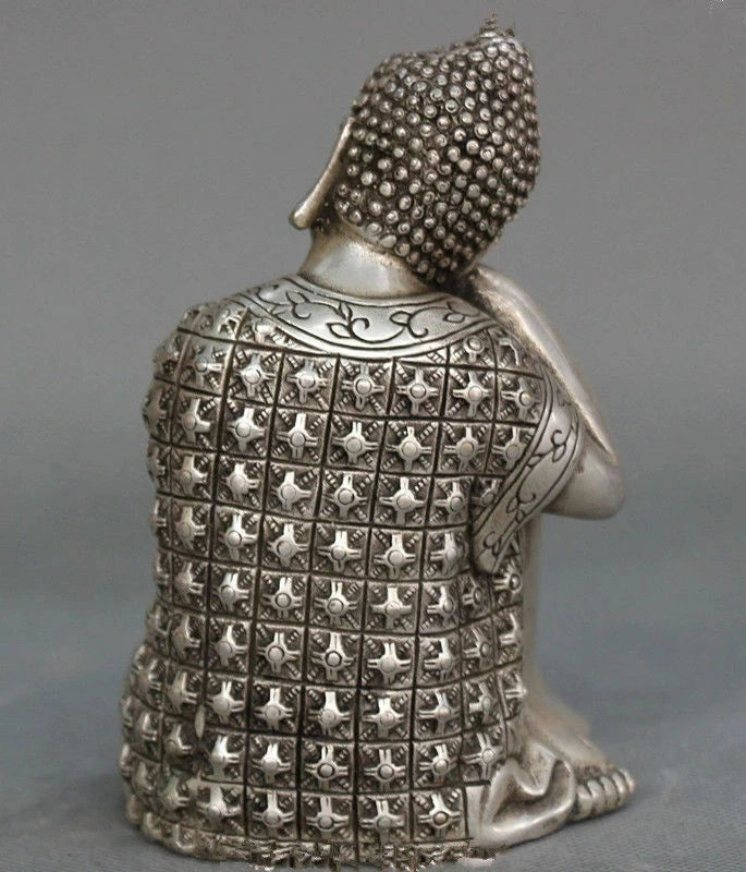 Tibet Tibetan Buddhism Silver Seat Sleep Shakyamuni Sakyamuni Buddha Statue