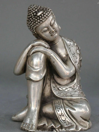 Tibet Tibetan Buddhism Silver Seat Sleep Shakyamuni Sakyamuni Buddha Statue