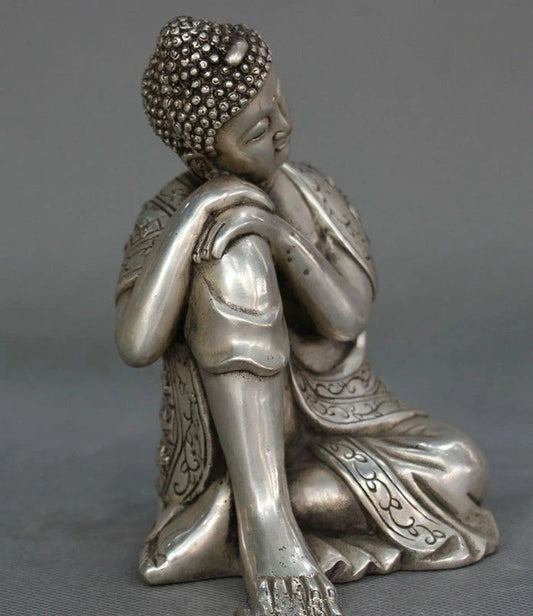 Tibet Tibetan Buddhism Silver Seat Sleep Shakyamuni Sakyamuni Buddha Statue