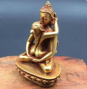 Tibet bronze Gilt Buddhism lotus Vajrabhairava Phurpa Vajra Yab-Yum Budda statue