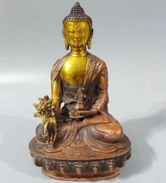 Tibetan Brass Buddhism Bodhisattva Medicine Buddha Statue