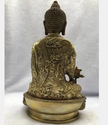 Tibetan Brass Buddhism Bodhisattva Sakyamuni Buddha Statue