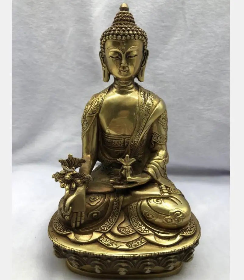Tibetan Brass Buddhism Bodhisattva Sakyamuni Buddha Statue
