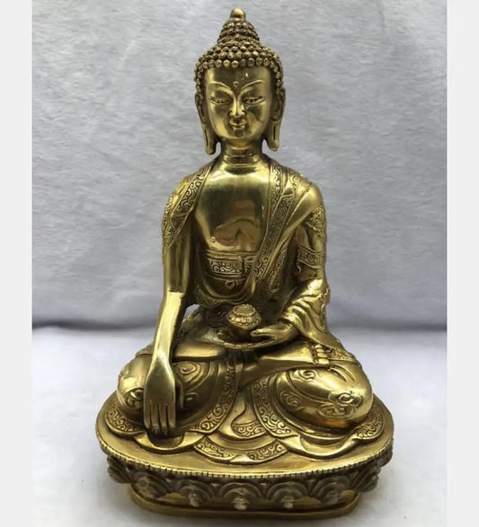 Tibetan Brass Buddhism Bodhisattva Sakyamuni Buddha Statue