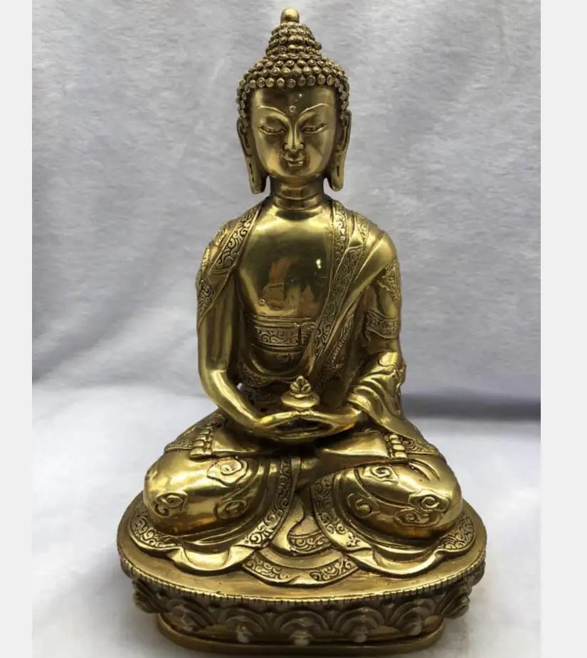 Tibetan Brass Buddhism Bodhisattva Sakyamuni Buddha Statue