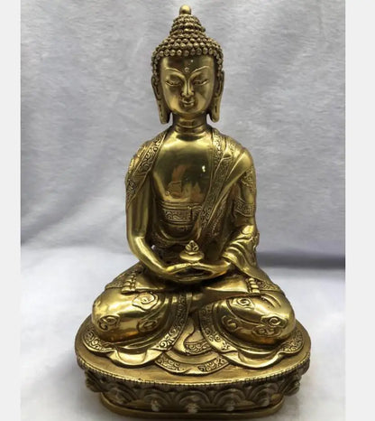 Tibetan Brass Buddhism Bodhisattva Sakyamuni Buddha Statue