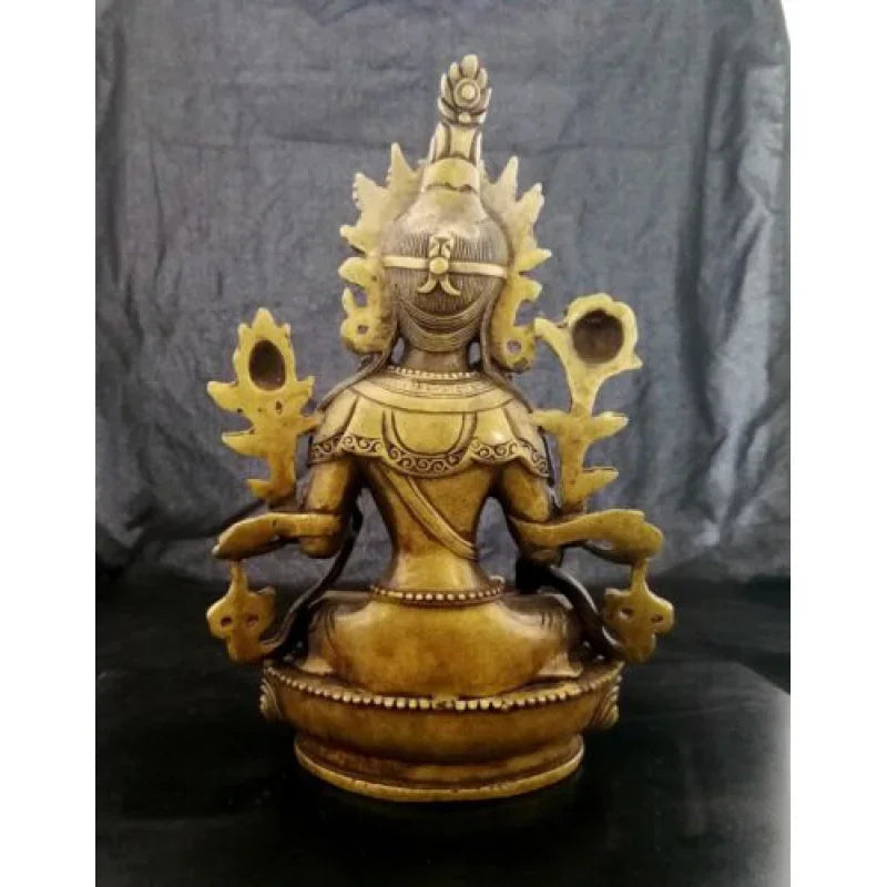 Tibetan Bronze Bodhisattva Tara (Green) Guanyin Chen Litz Buddha Lucky Statue