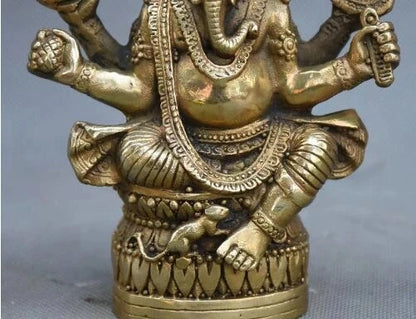 Tibetan Buddhism Brass Ganesha Ganapati Ganesh Lord God Elephant Buddha Statue free ship