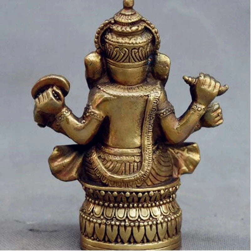 Tibetan Buddhism Brass Ganesha Ganapati Ganesh Lord God Elephant Buddha Statue free ship