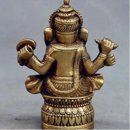 Tibetan Buddhism Brass Ganesha Ganapati Ganesh Lord God Elephant Buddha Statue free ship