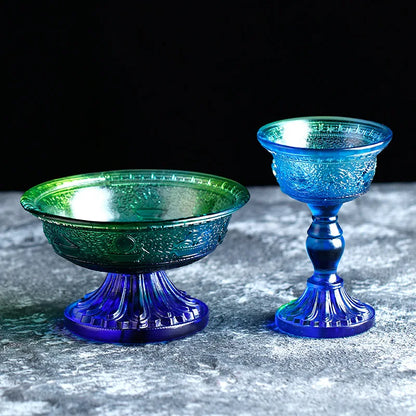 Tibetan Buddhism Coloured glaze Dharma Protection Cup Eight Auspicious Dharma Protectors offering to Buddha meditation ornament