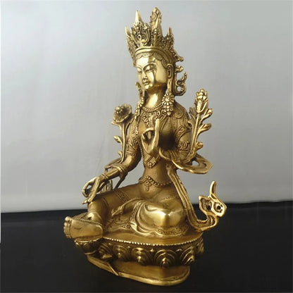 Tibetan Buddhism Copper Green Tara God Godness Kwan-yin Buddha Statue